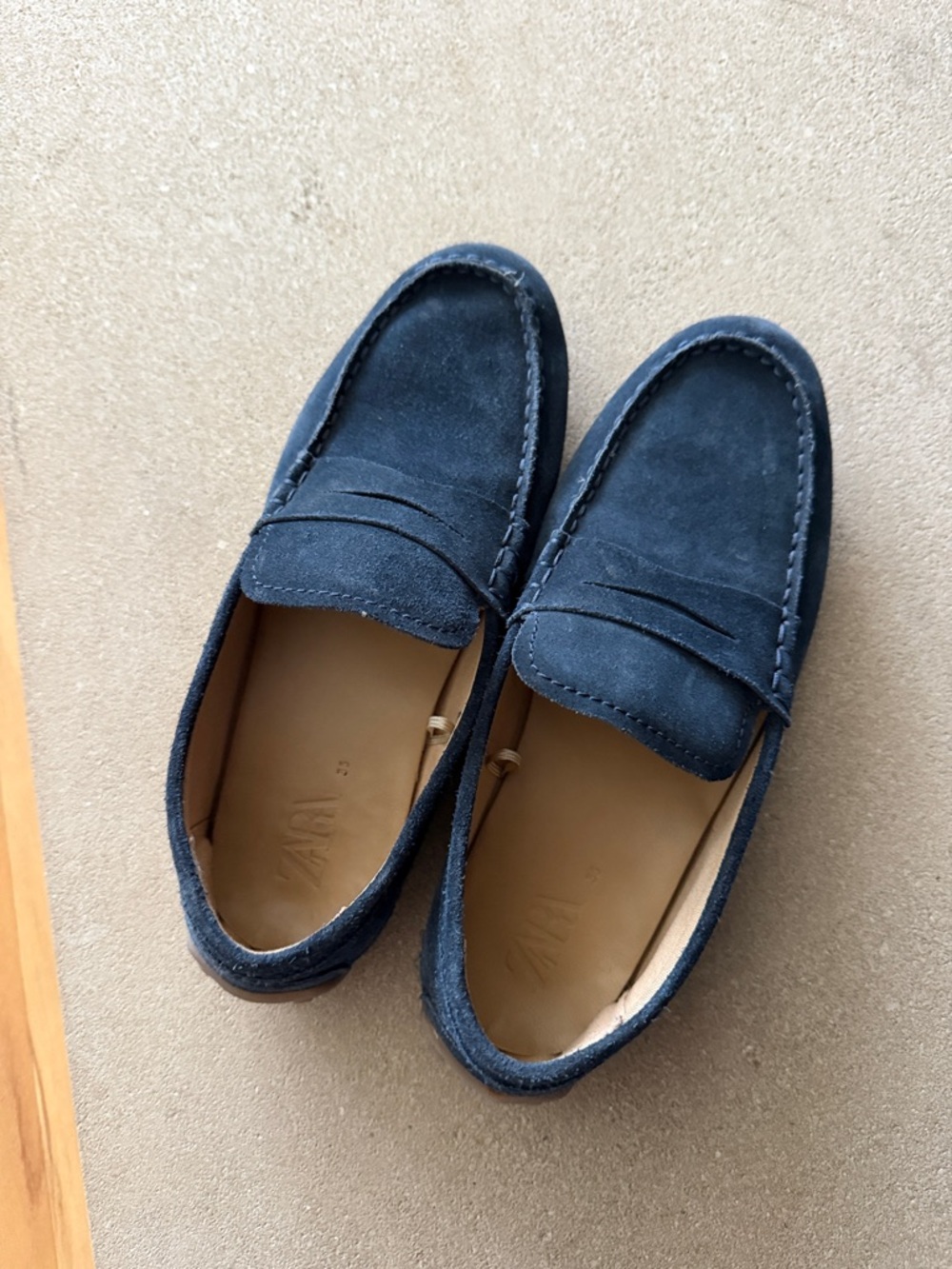 Zara Navy Suede Penny Loafers for Kids